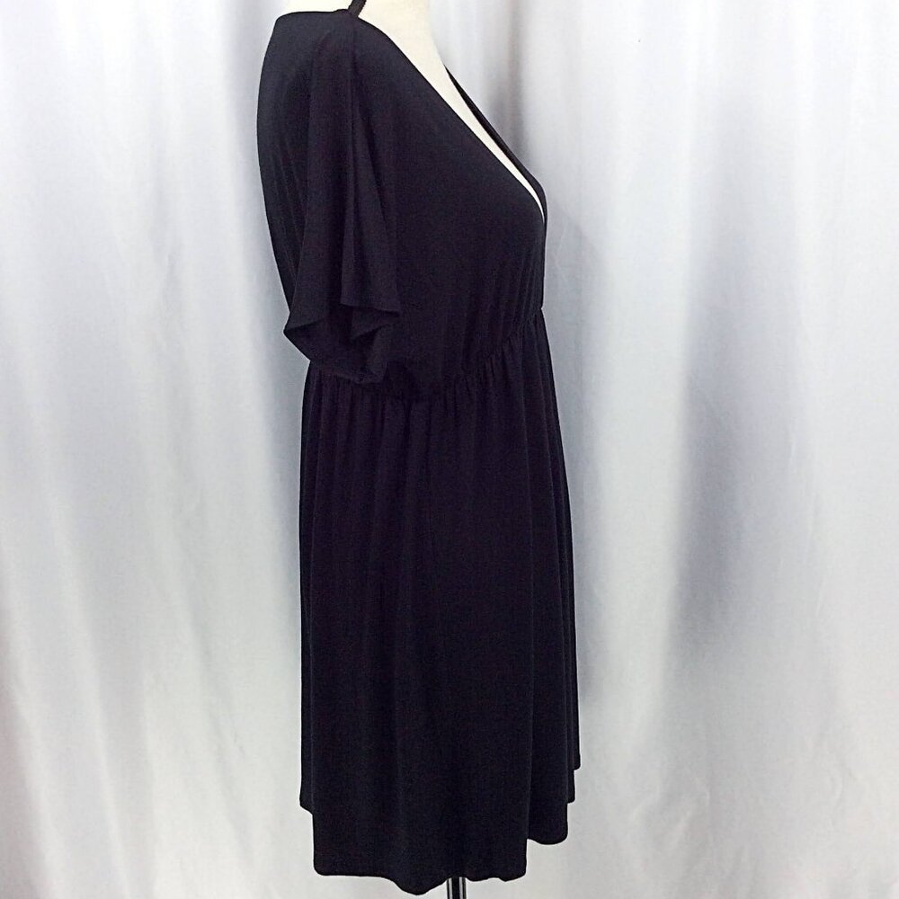 Ana Cover Up Dress Womens Size Large Black V-Neck‎ Dolman Short Sleeve Stretch - Picture 2 of 6